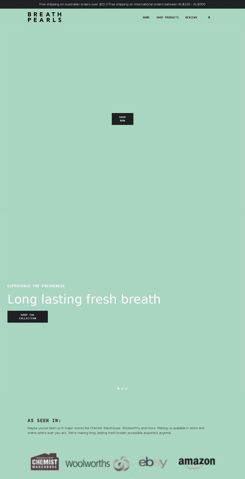 breathpearls.com.au shopify website screenshot