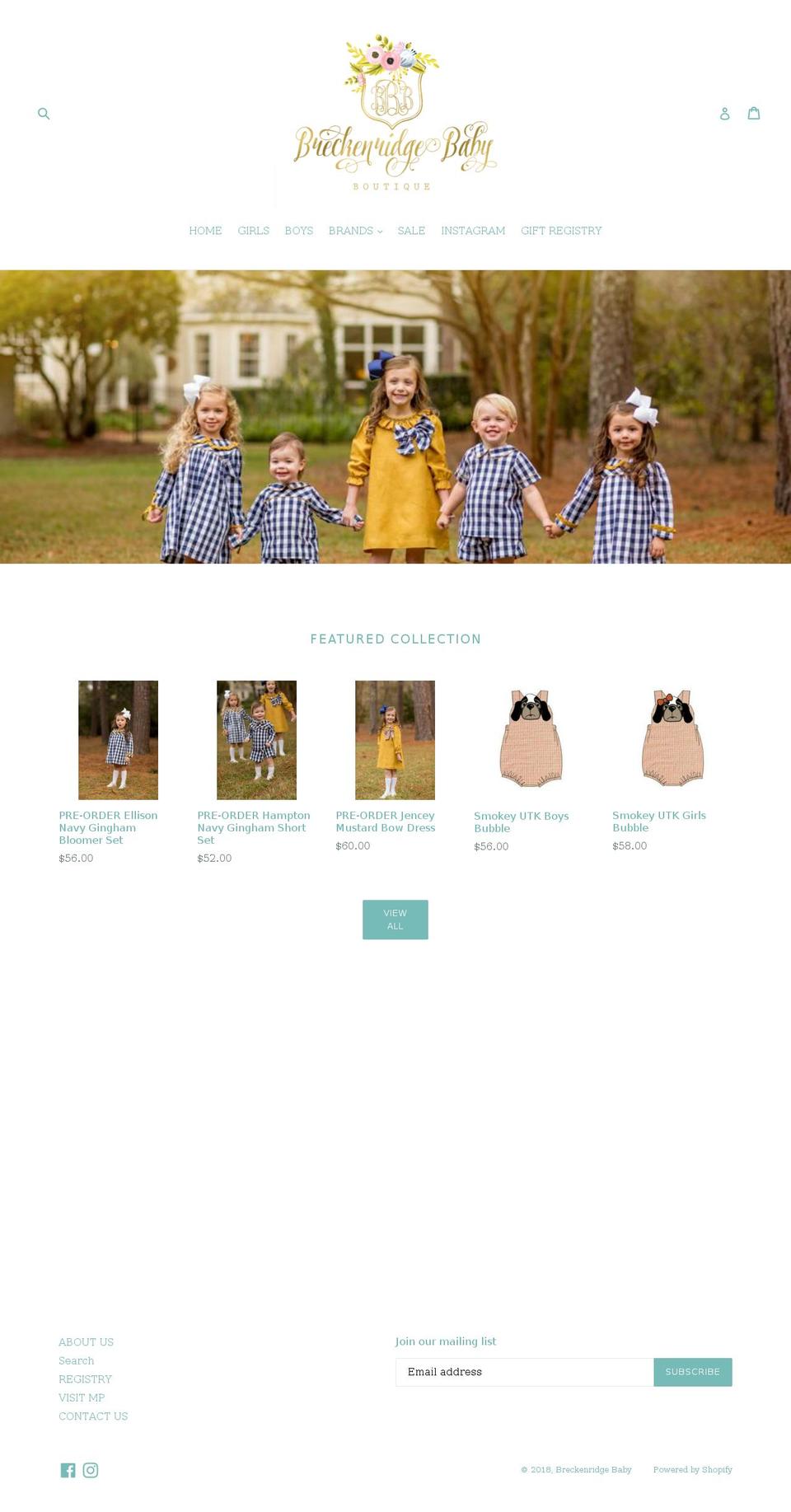 breckenridgebaby.com shopify website screenshot