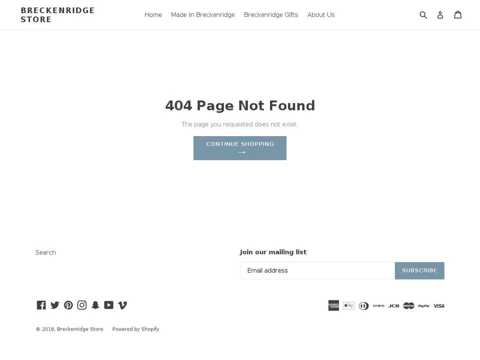 breckenridgetee.com — Shopify storefront screenshot