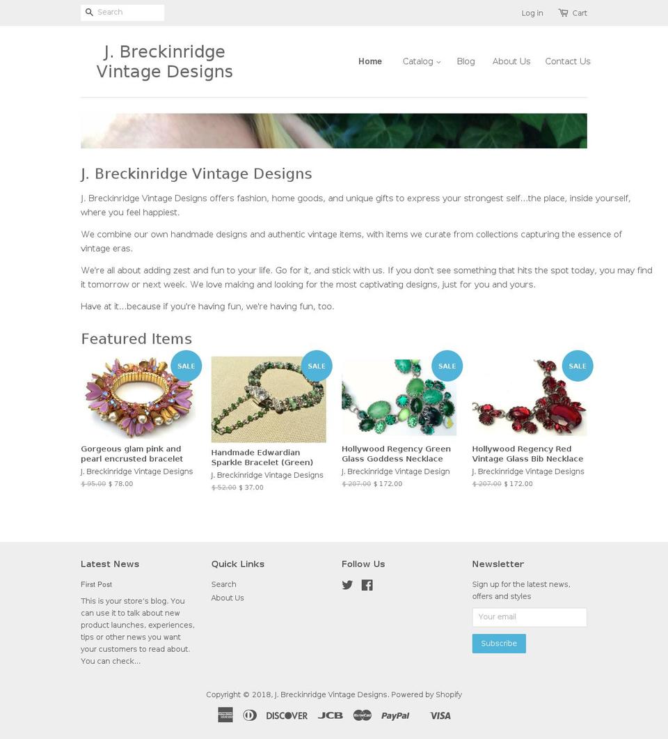 breckinridgevintagedesigns.com shopify website screenshot