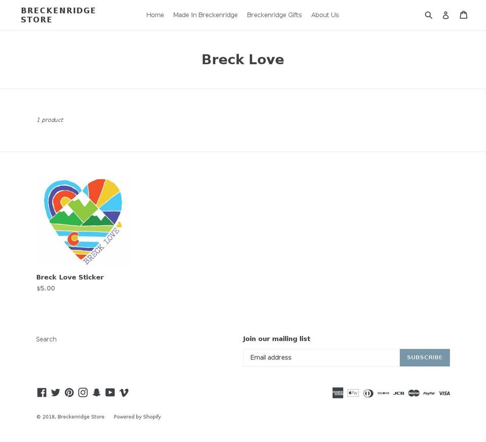brecklove.com — Shopify storefront screenshot