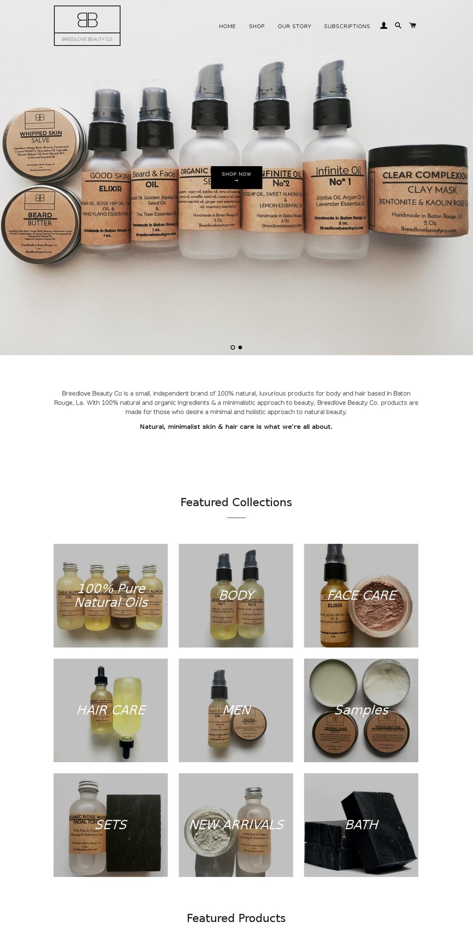 breedlovebeautyco.com shopify website screenshot