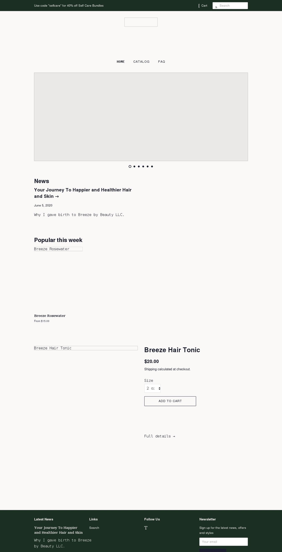 breezebybeauty.com shopify website screenshot