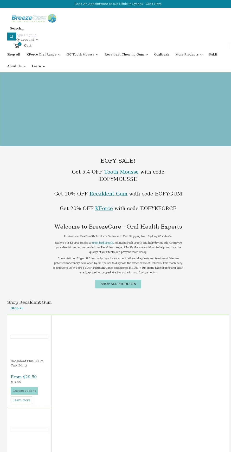 breezecareoralhealth.com shopify website screenshot