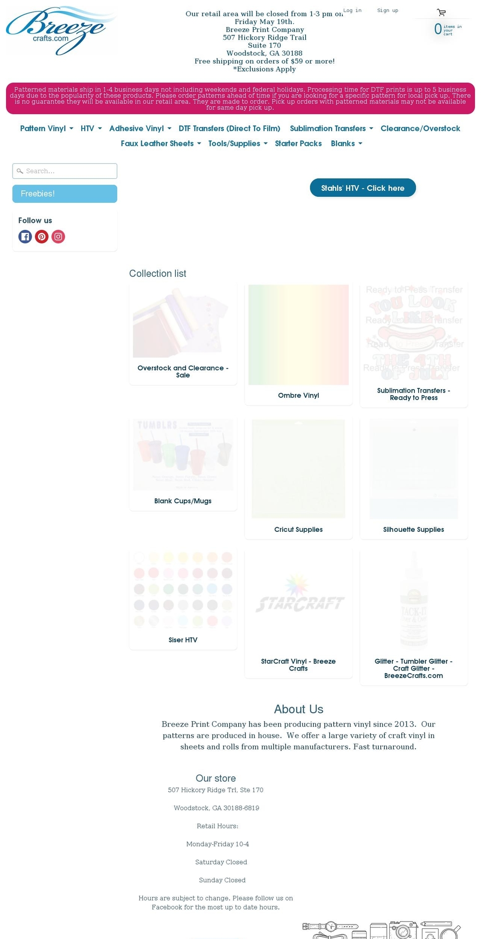 breezecrafts.com — Shopify storefront screenshot