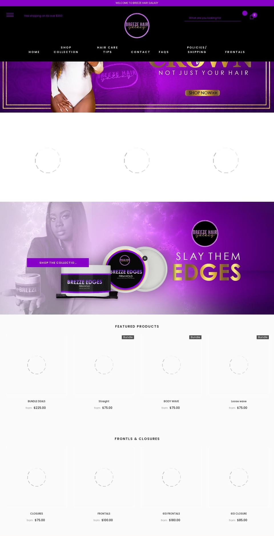 breezehairgalaxy.com shopify website screenshot