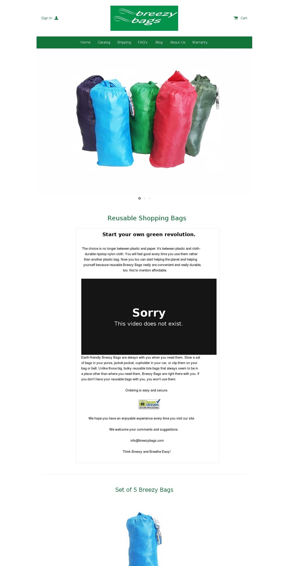 breezybags.com shopify website screenshot