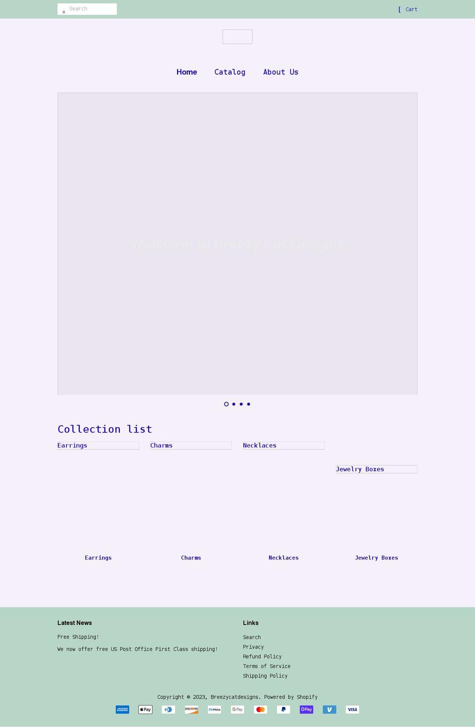 breezycatdesigns.com shopify website screenshot