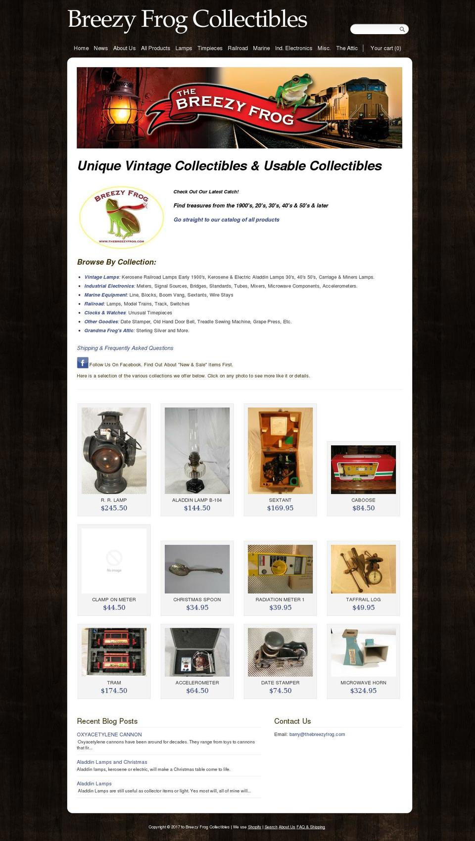 dark-alder Shopify theme site example breezyfrog.org