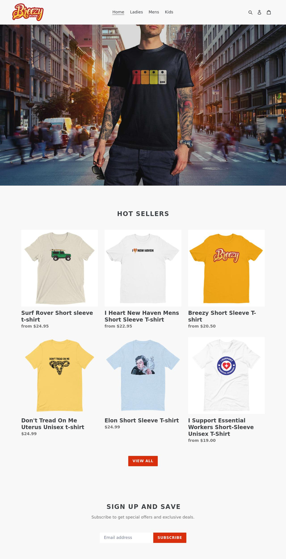 breezyshirts.com shopify website screenshot