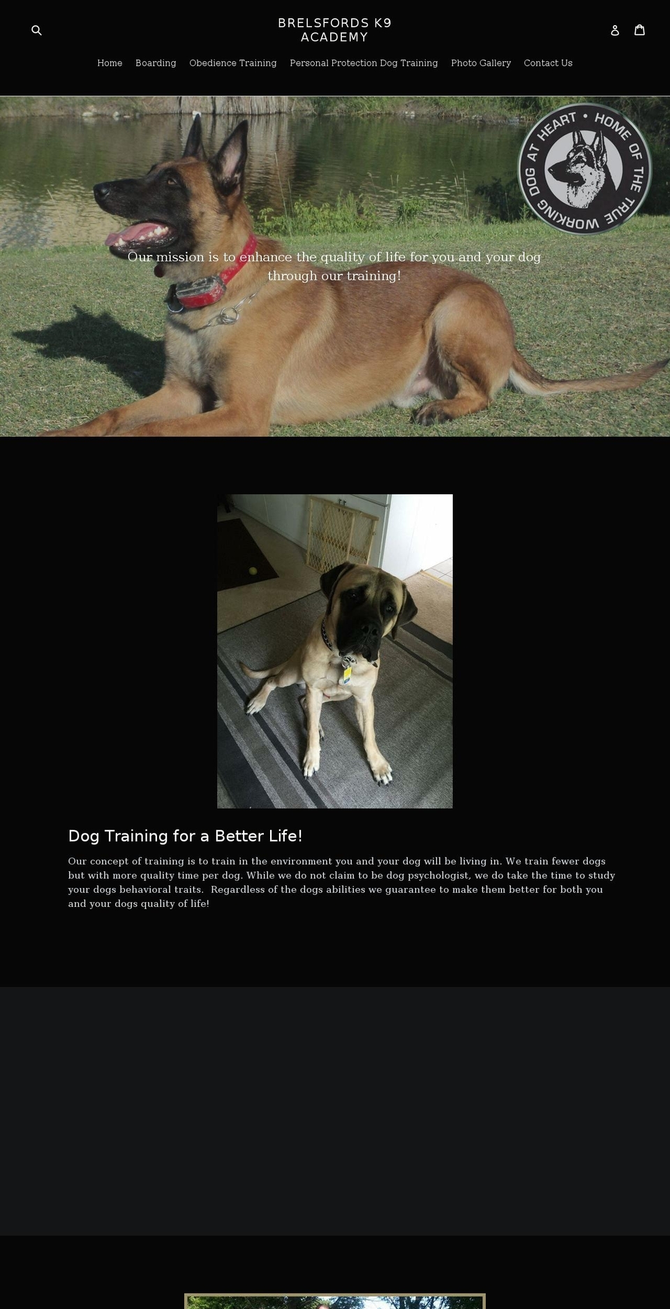 brelsfordsk9academy.com shopify website screenshot