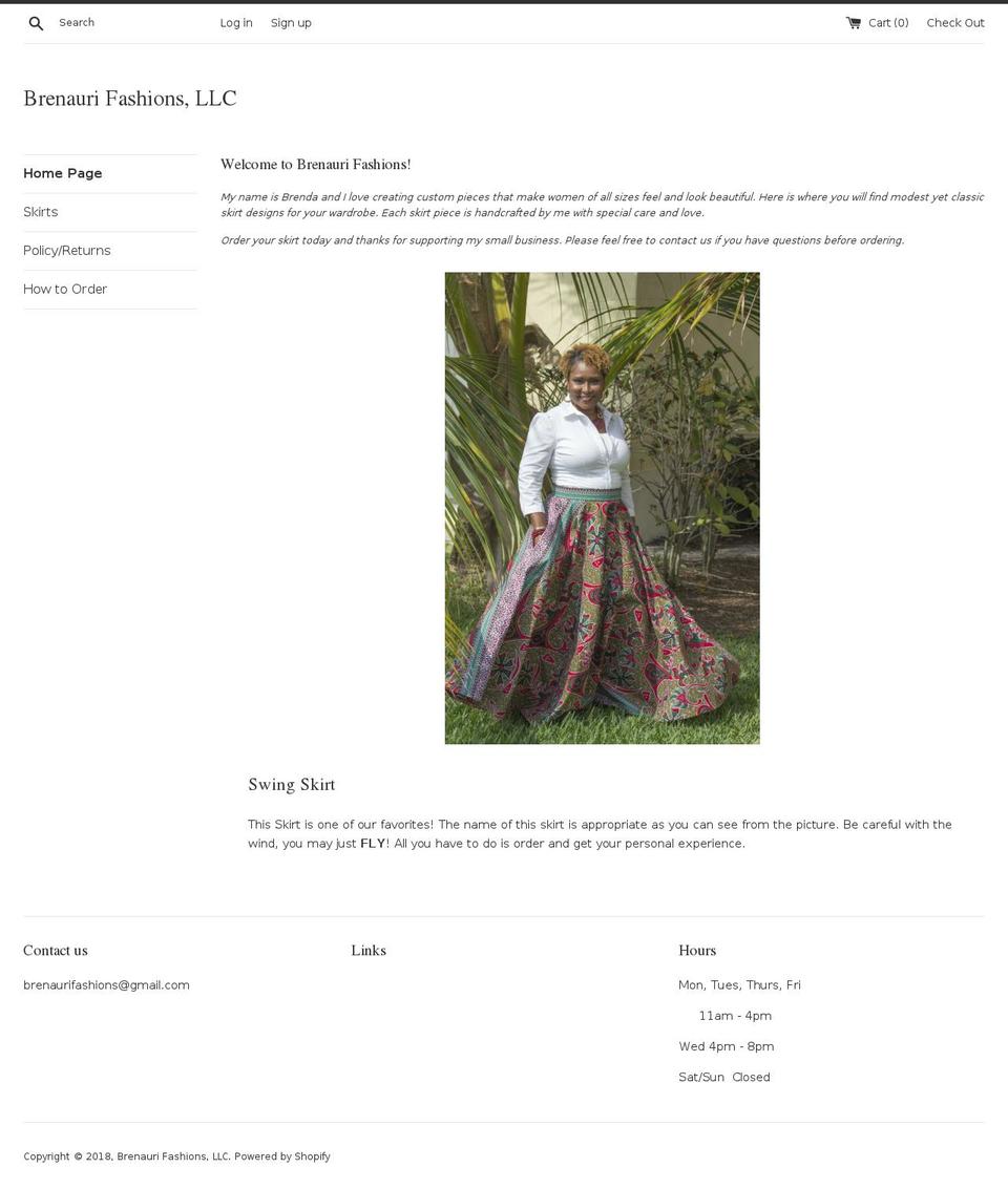brenaurifashions.com shopify website screenshot