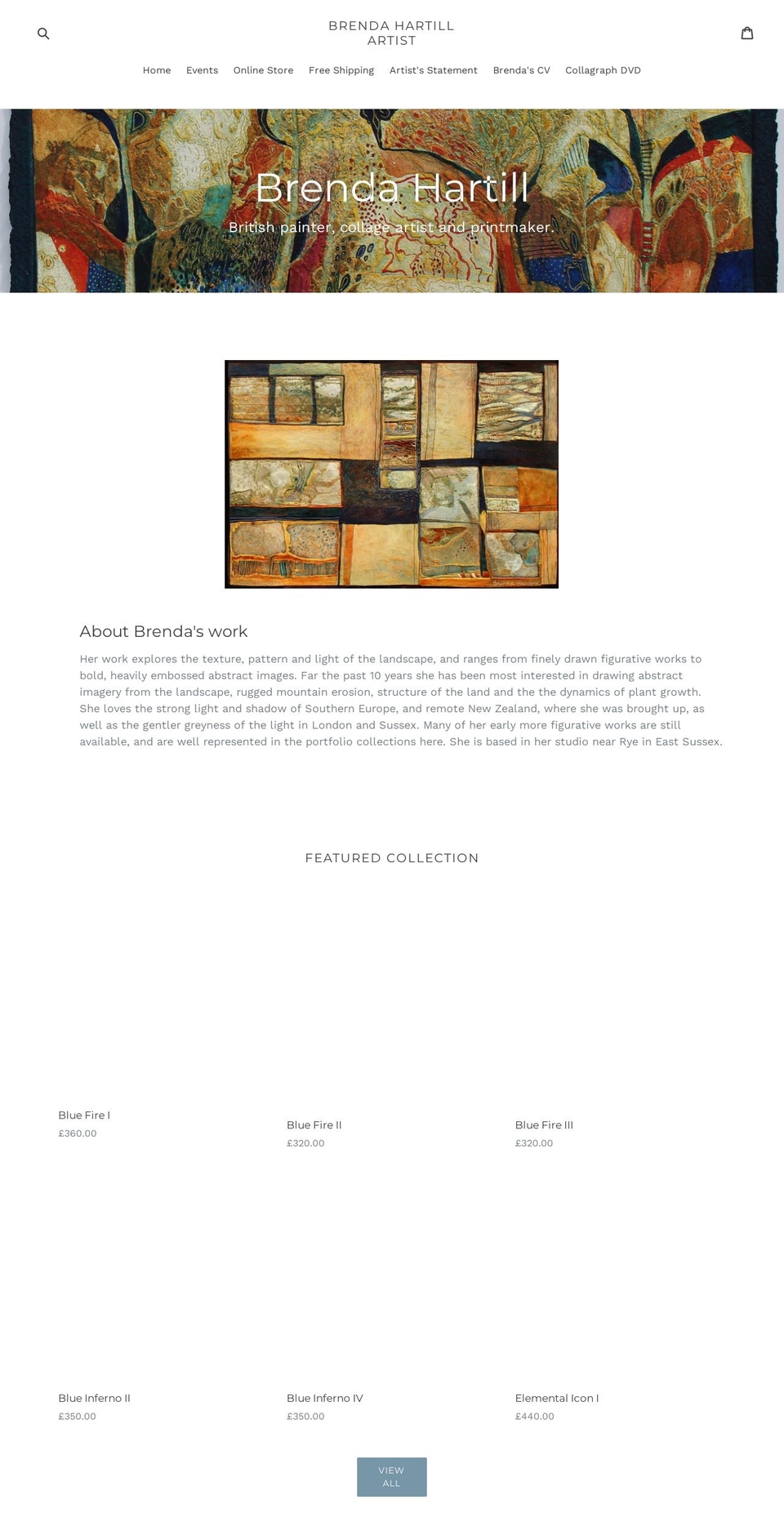 brendahartillartist.com — Shopify storefront screenshot