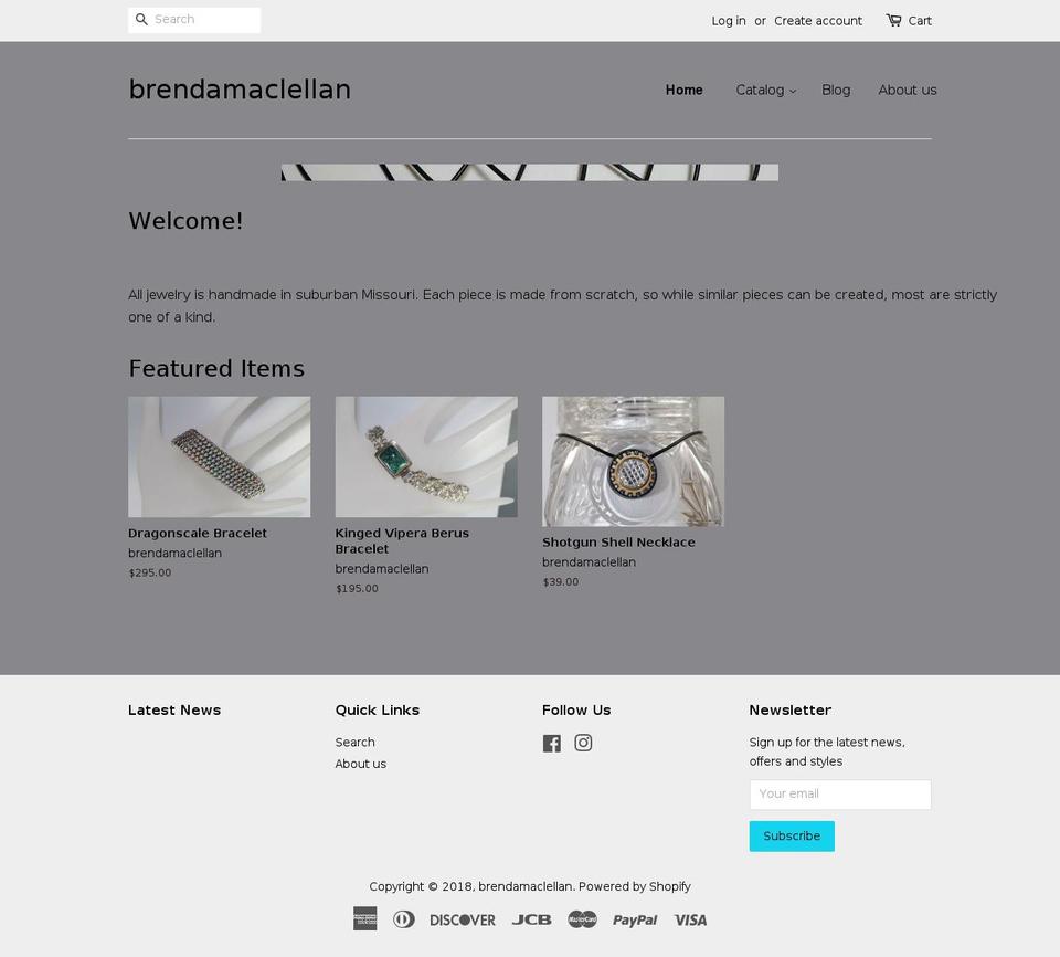 brendamaclellan.com shopify website screenshot