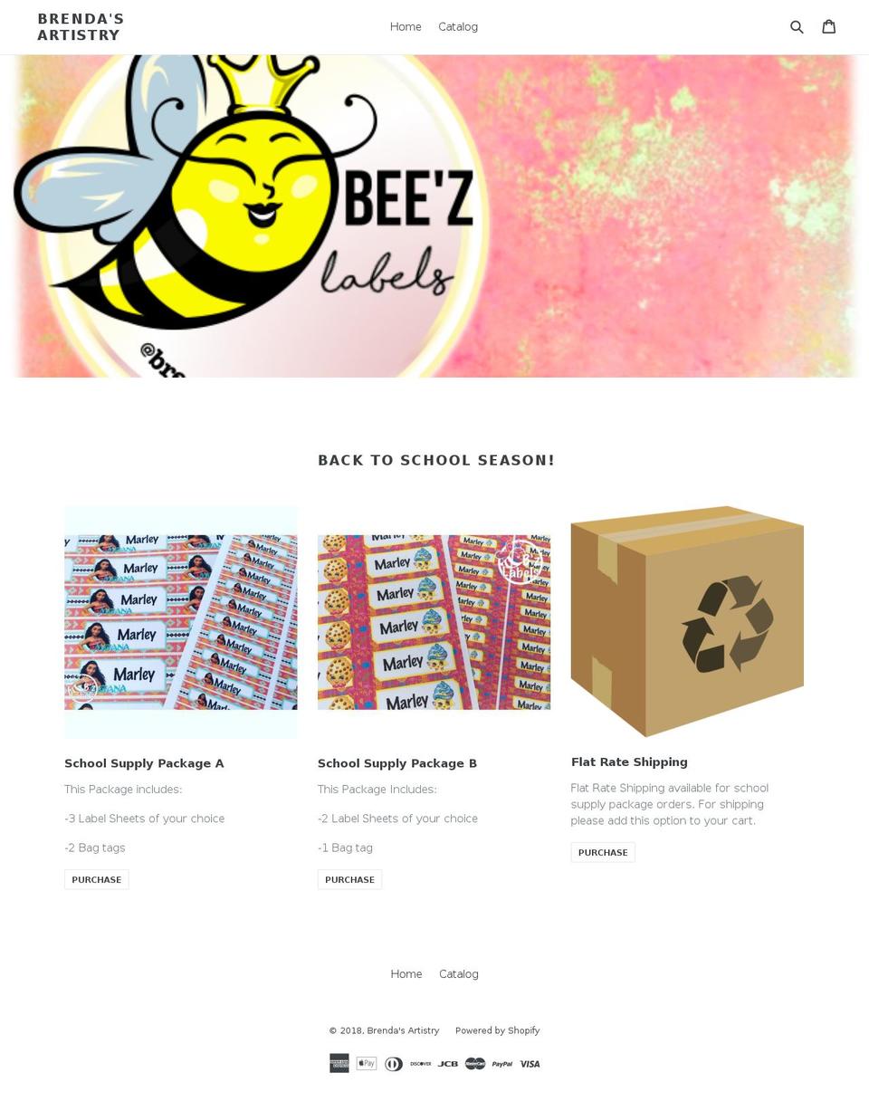 brendasartistry.com — Shopify storefront screenshot