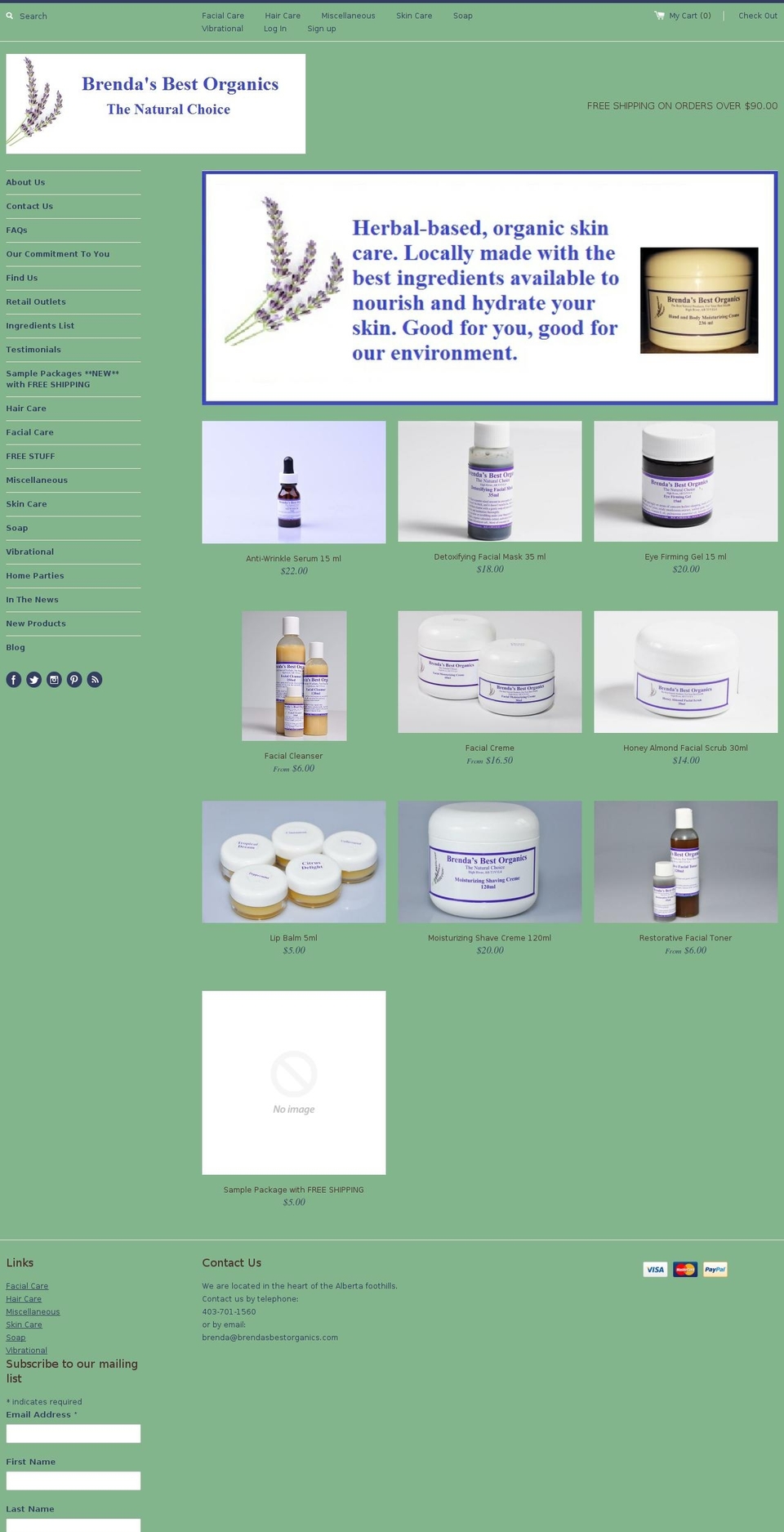 brendasbestorganics.com shopify website screenshot