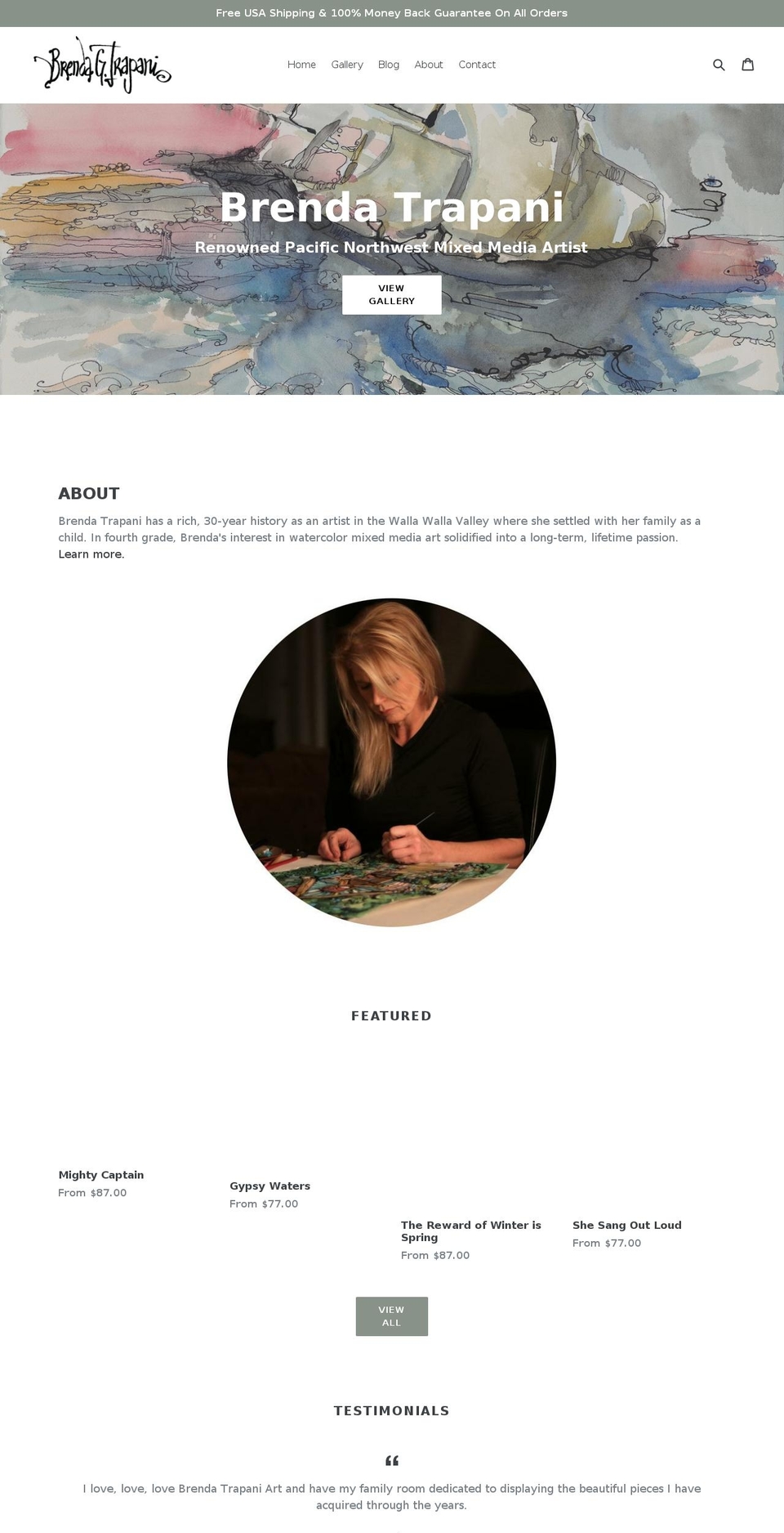 brendatrapani.com shopify website screenshot