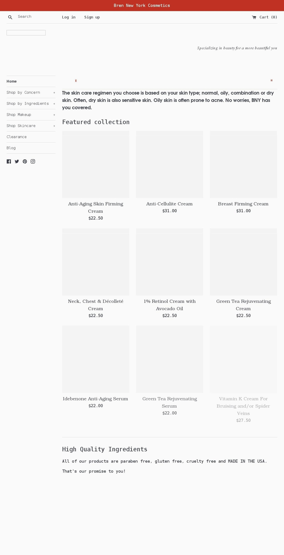 brennewyorkcosmetics.com shopify website screenshot