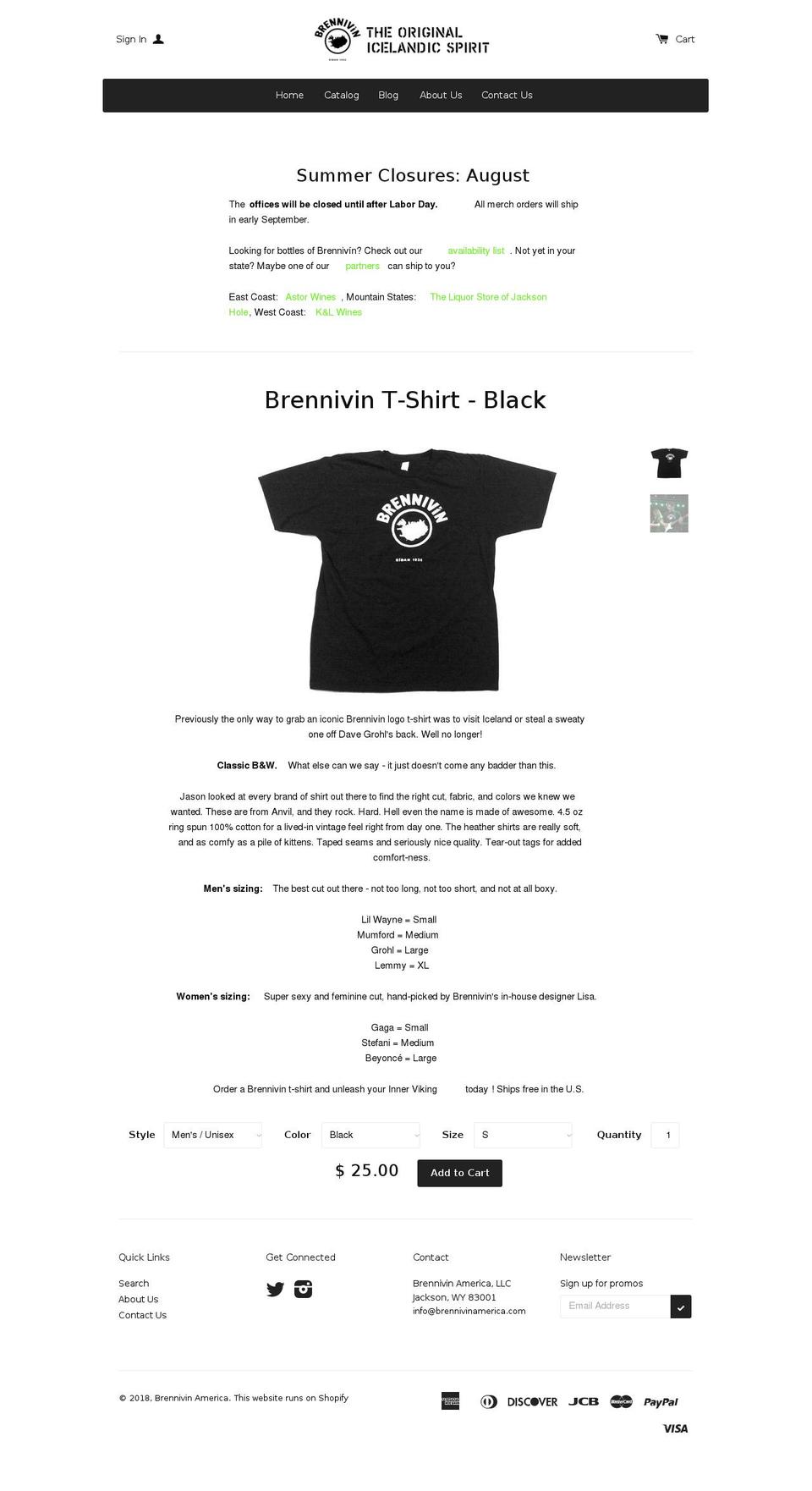 brennivinamerica.com shopify website screenshot