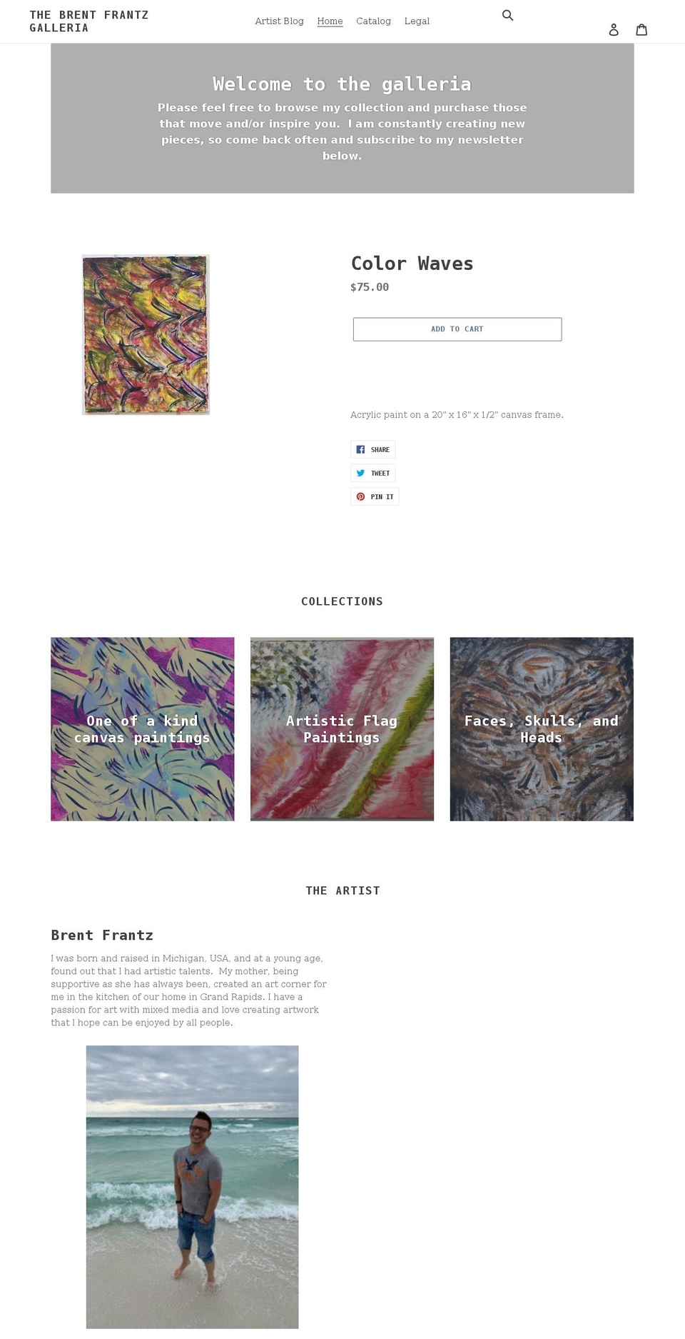 brentfrantzgalleria.com shopify website screenshot