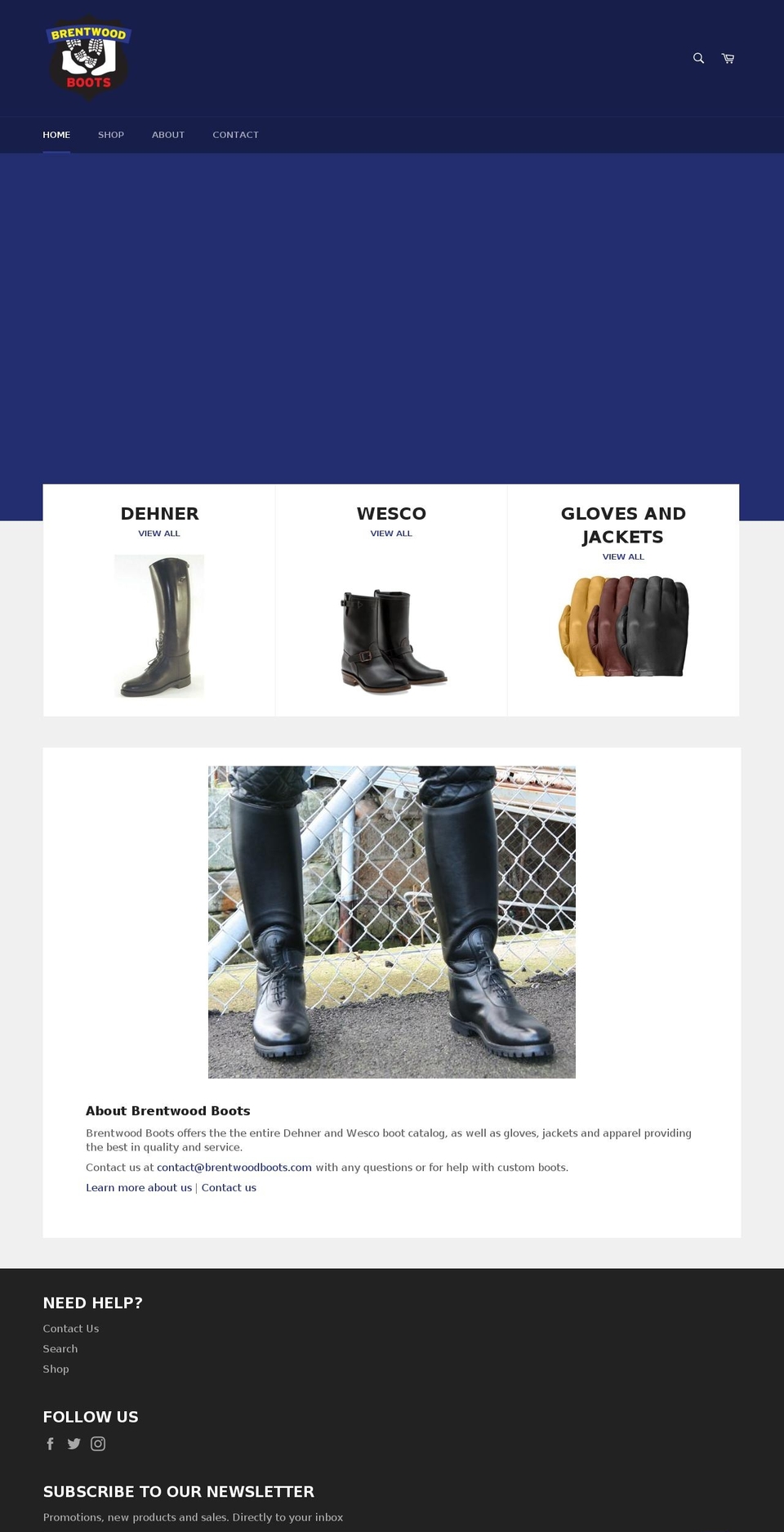 brentwoodboots.com — Shopify storefront screenshot