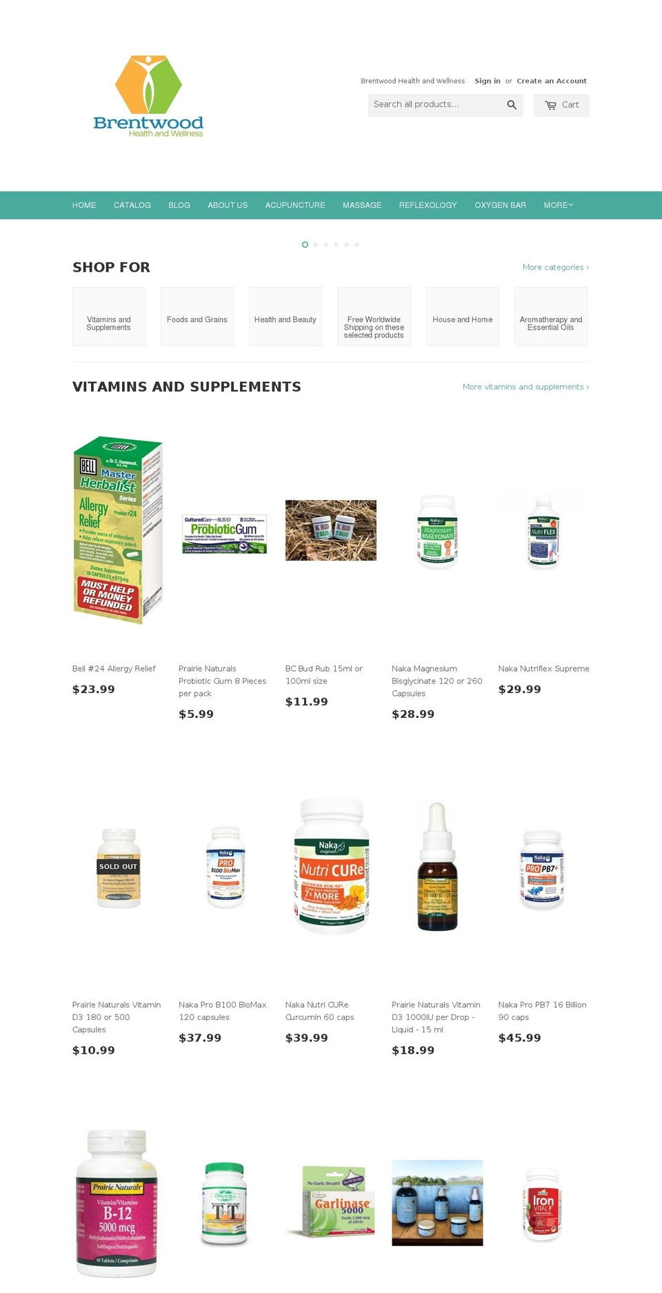 brentwoodhealthandwellness.org shopify website screenshot