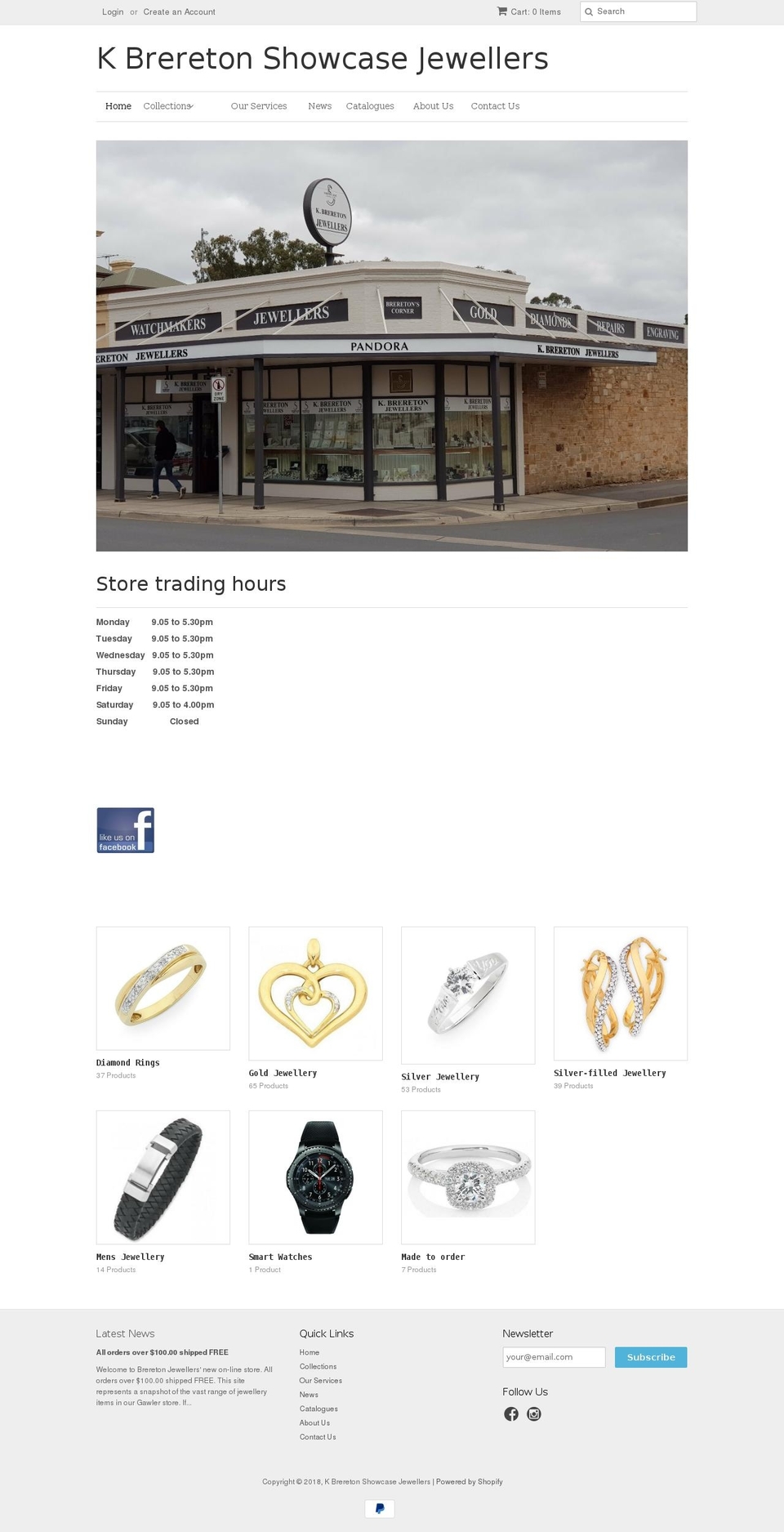 breretonjewellers.com.au shopify website screenshot