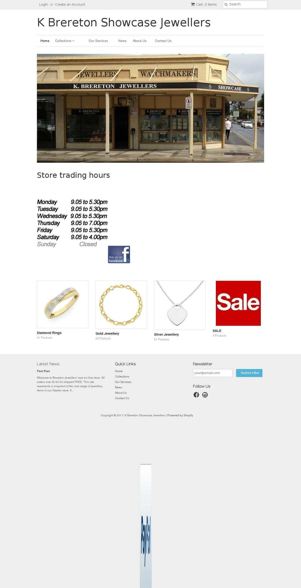 breretonjewellers.com shopify website screenshot