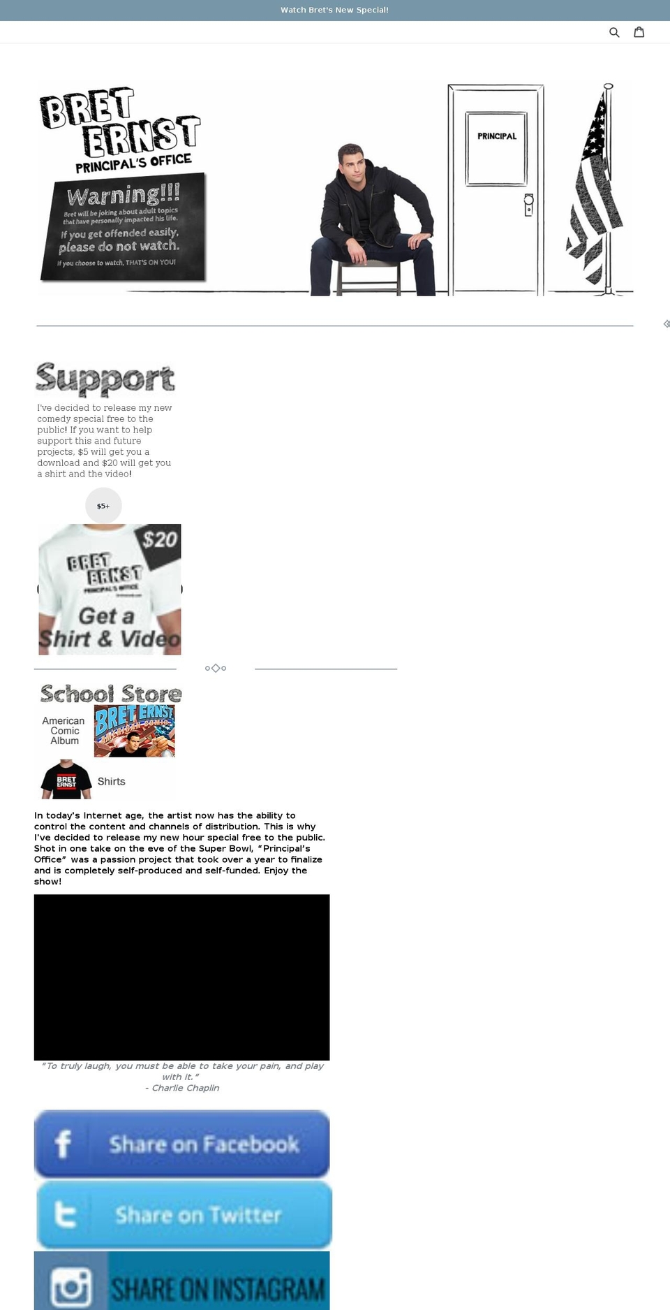 bretcomedy.com shopify website screenshot