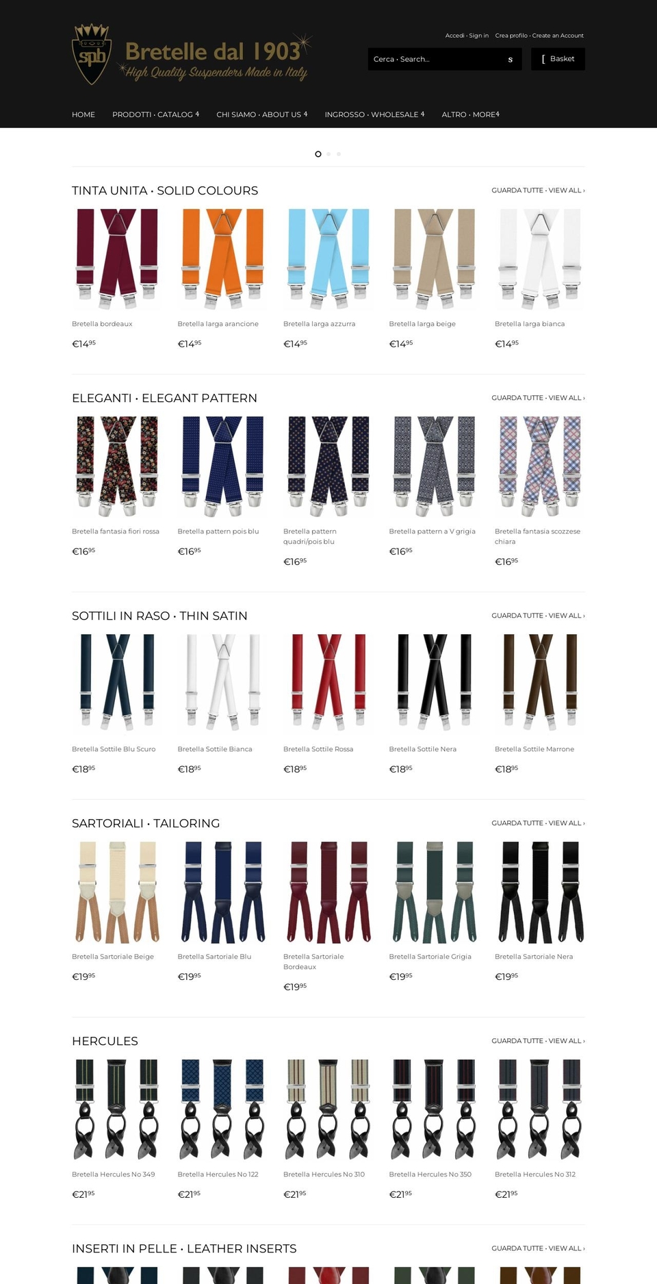 bretellescandroglio.com — Shopify storefront screenshot