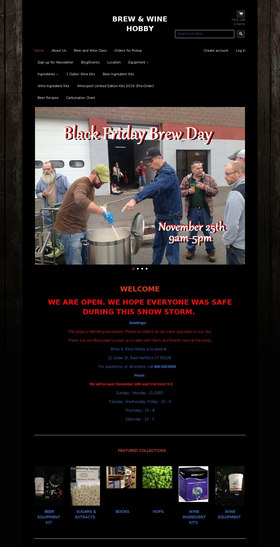 brewandwinehobby.com shopify website screenshot