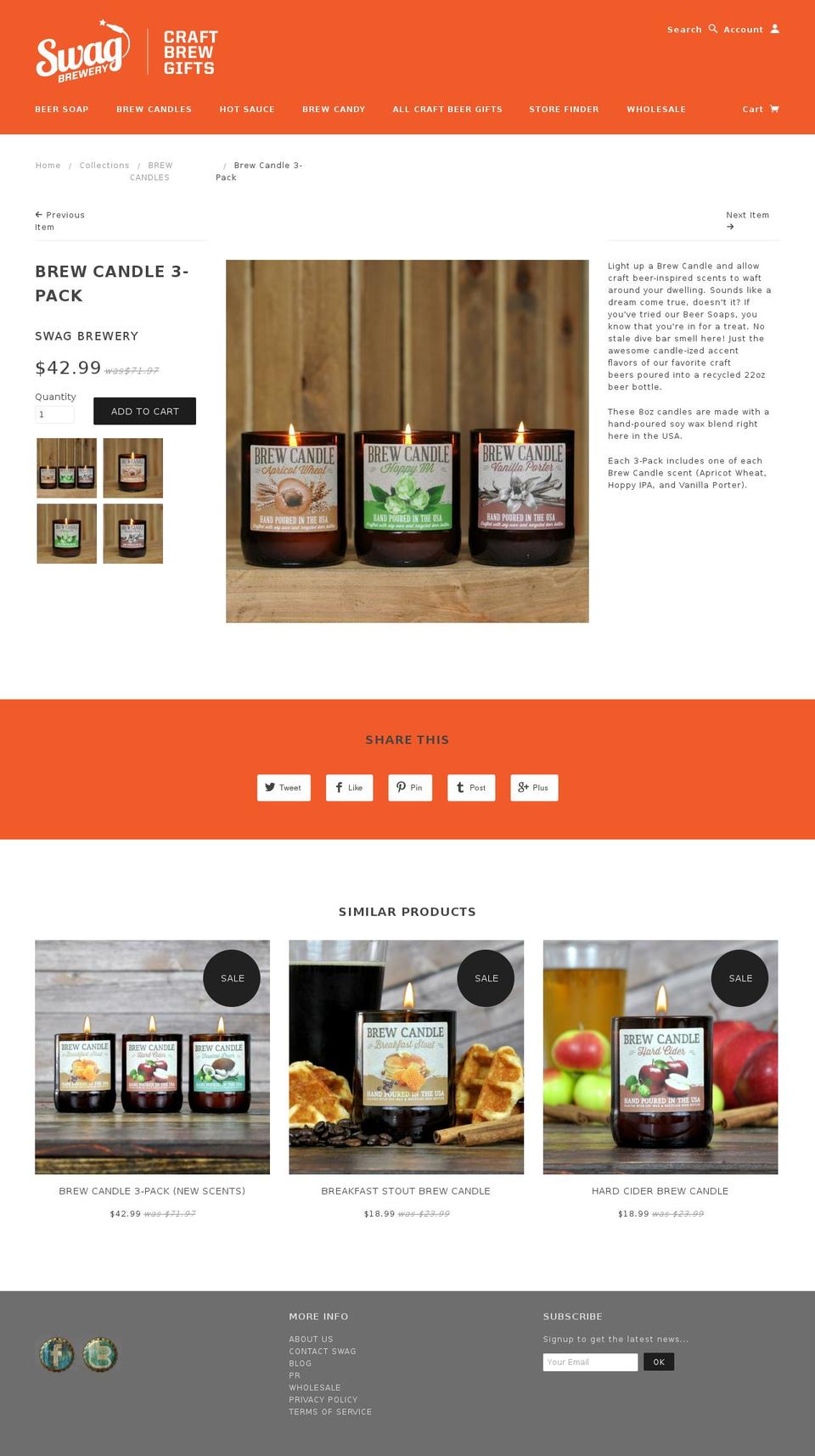 brewcandles.com shopify website screenshot