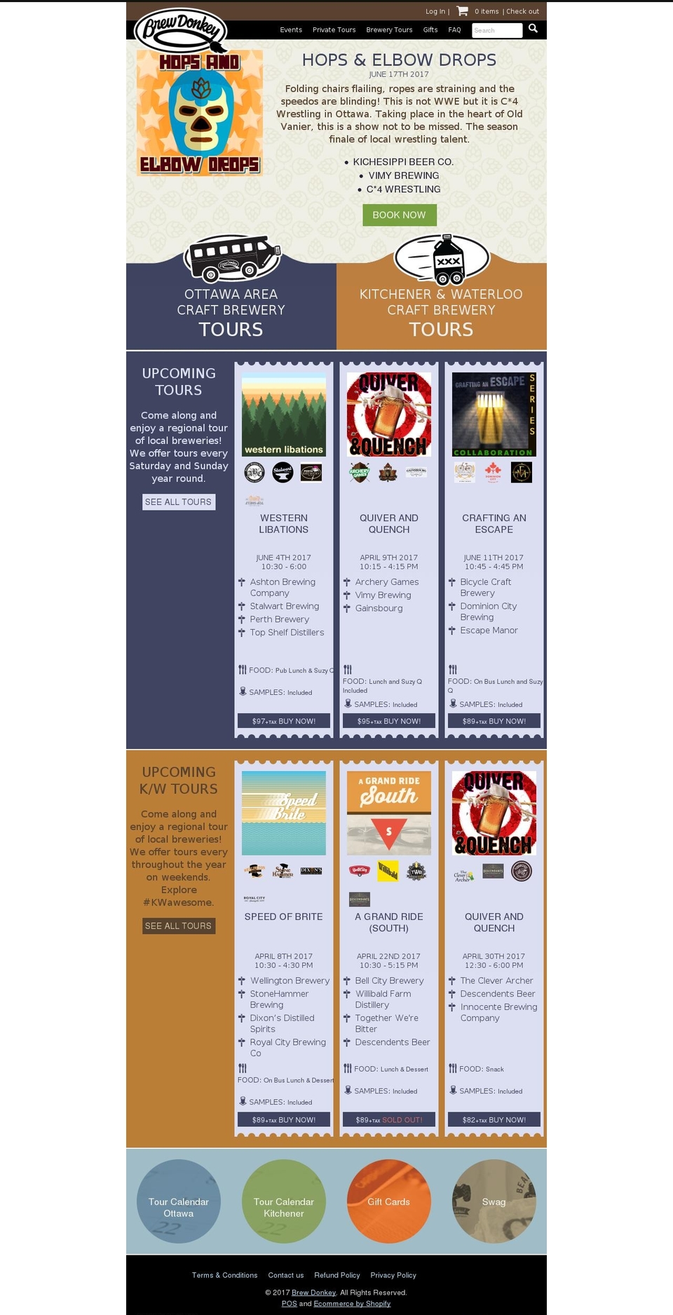 Tours Only - Deliveries Gone (Dave Dev) Shopify theme site example brewdonkeytours.com