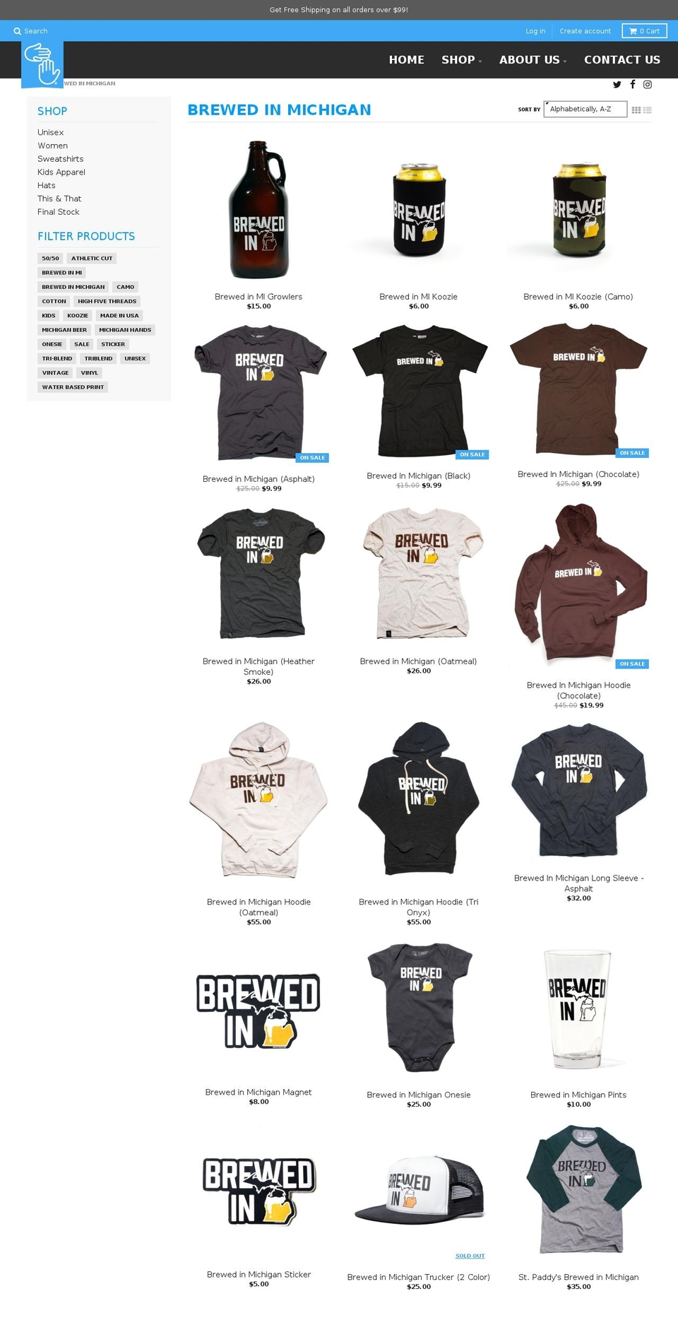 brewedinmi.com shopify website screenshot