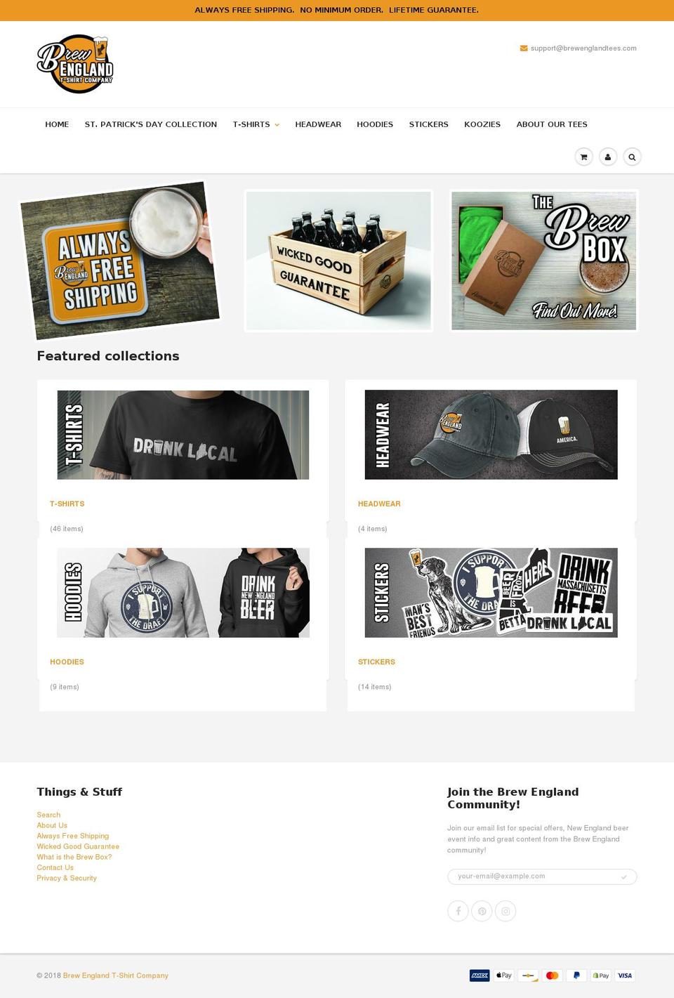 brewenglandtshirtco.com — Shopify storefront screenshot