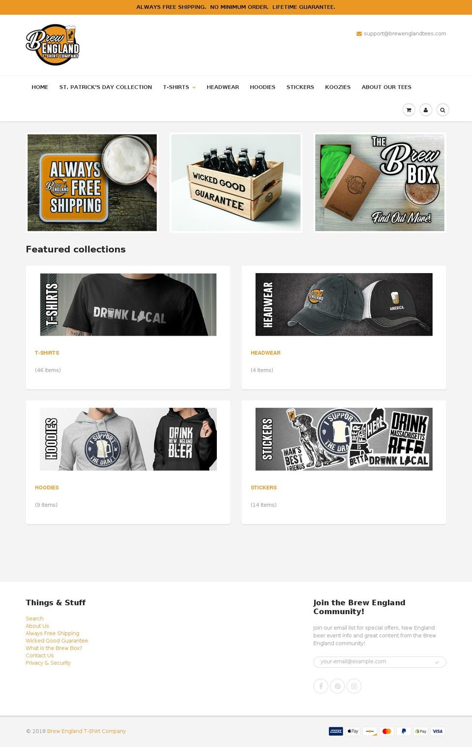 brewenglandtshirtcompany.com — Shopify storefront screenshot