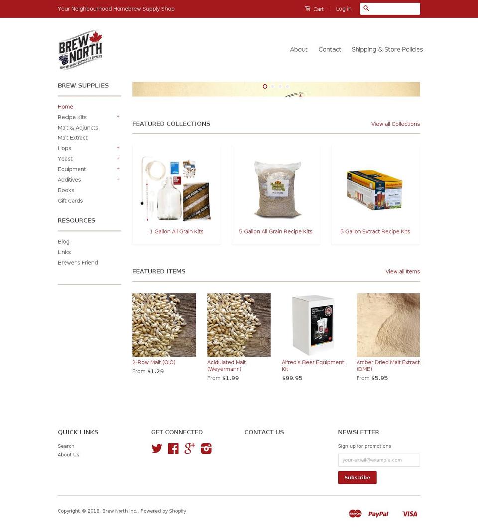 brewnorth.org shopify website screenshot