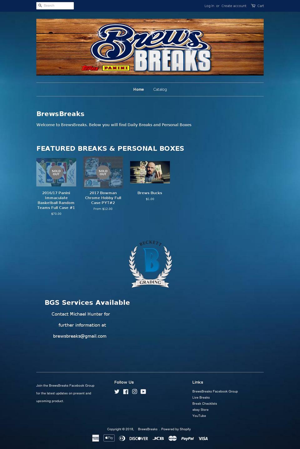 brewsbreaks.com — Shopify storefront screenshot