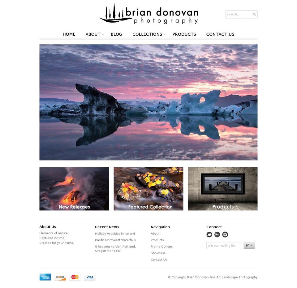 briandonovanphoto.com — Shopify storefront screenshot