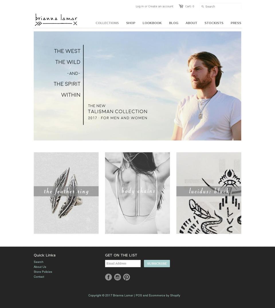 briannalamar.com shopify website screenshot