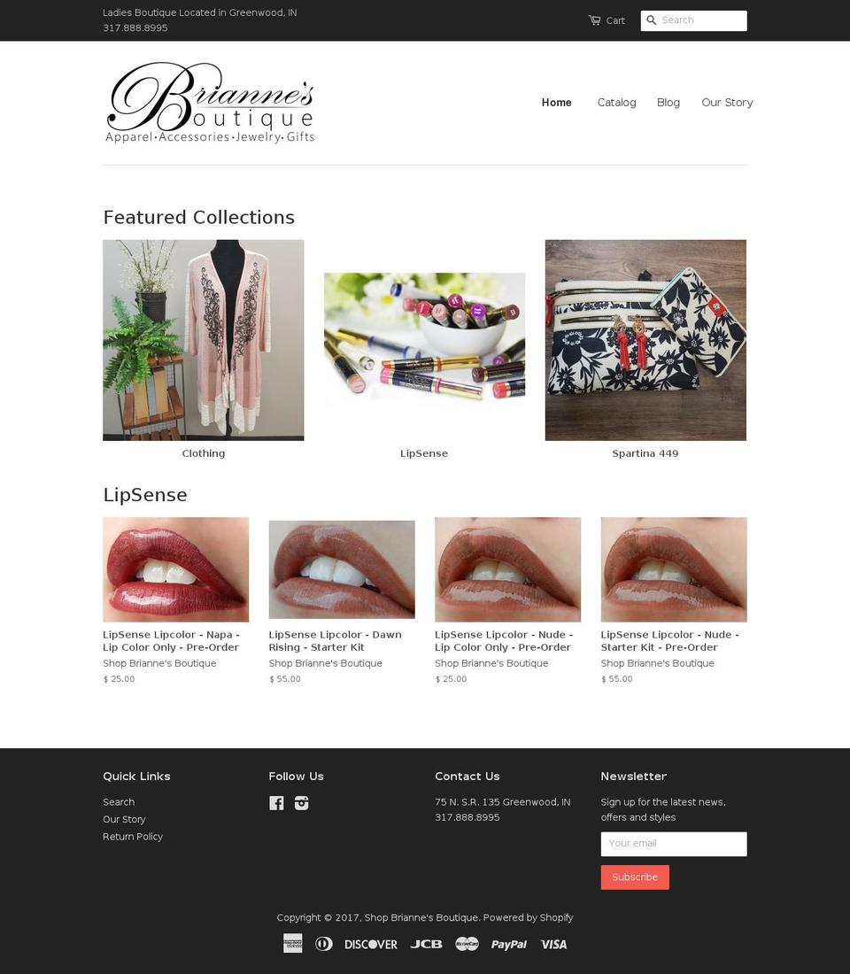briannesboutique.com shopify website screenshot
