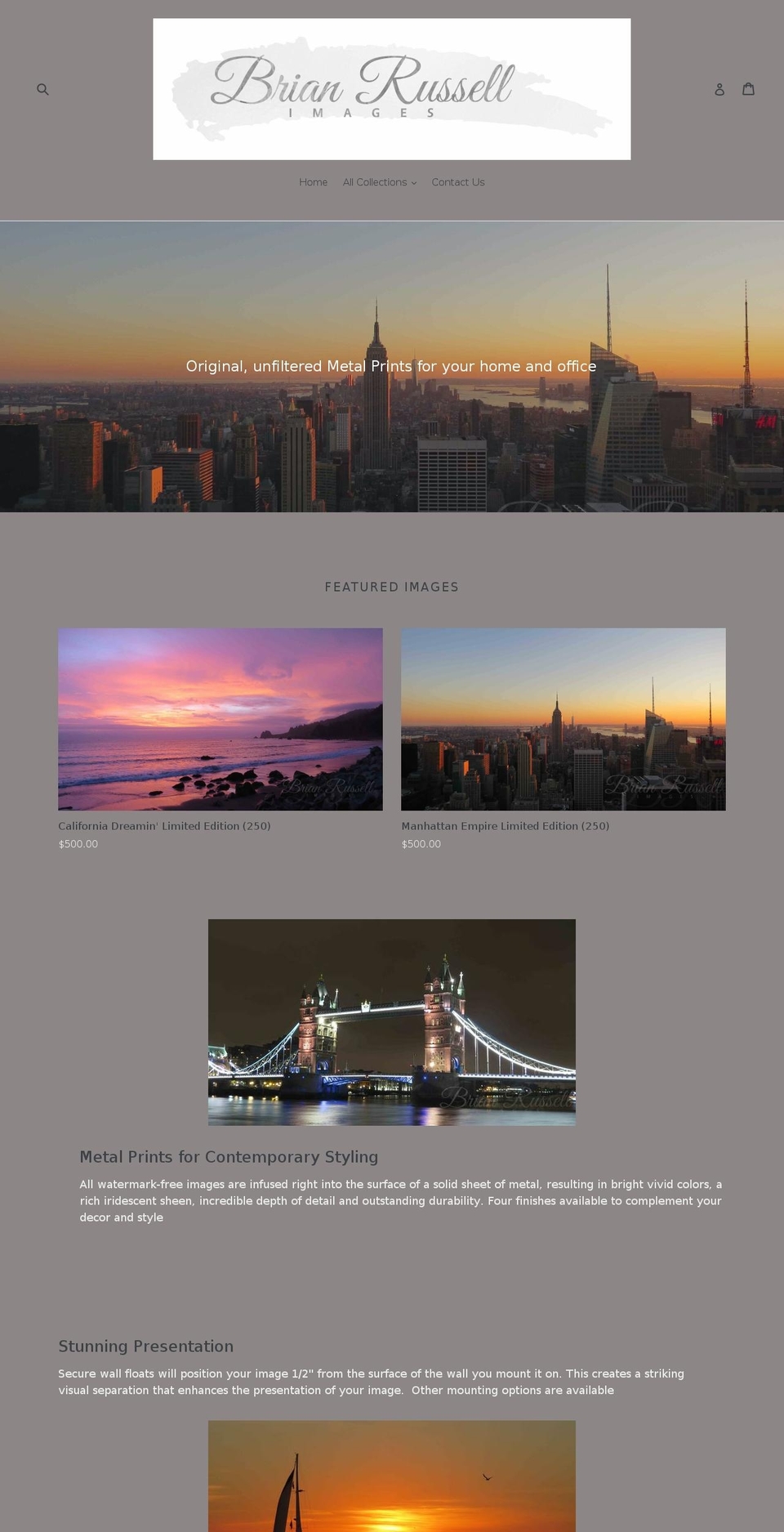 brianrussellimages.com shopify website screenshot
