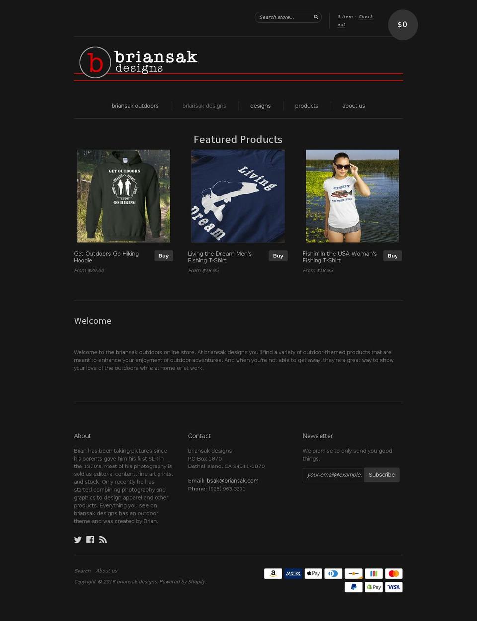 briansakdesigns.com — Shopify storefront screenshot