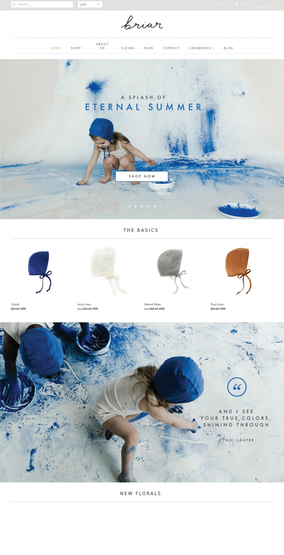 briarhandmadebonnets.com shopify website screenshot