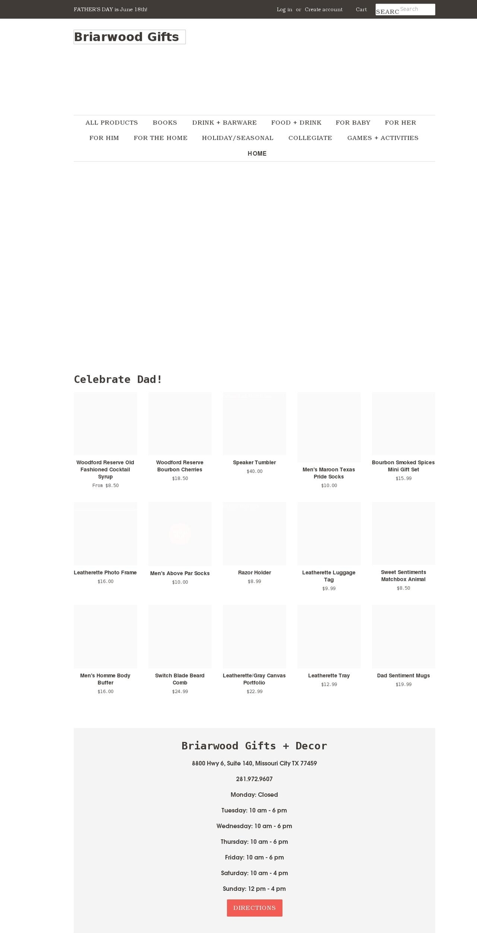 briarwoodgifts.com shopify website screenshot