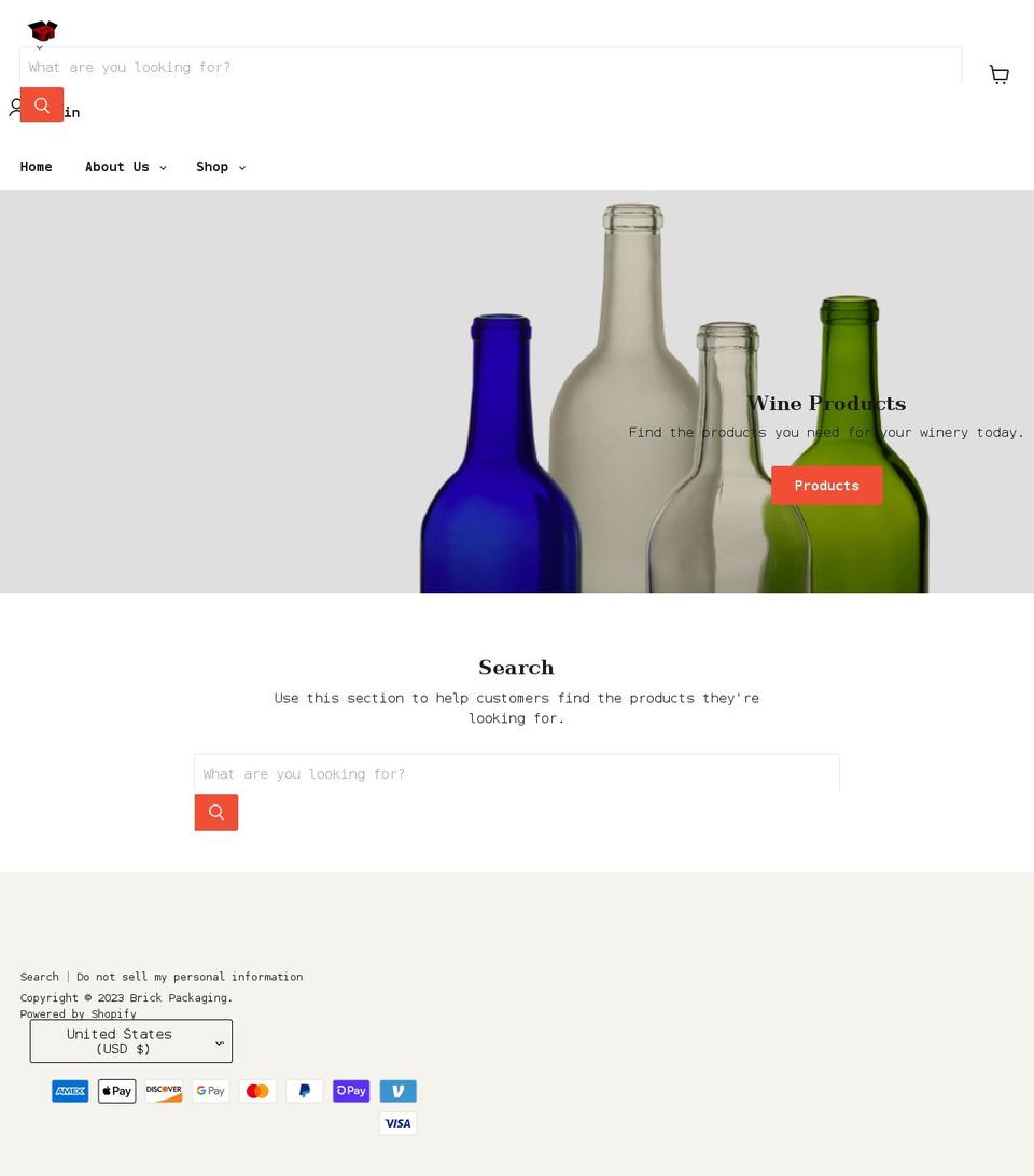 brick.wine shopify website screenshot