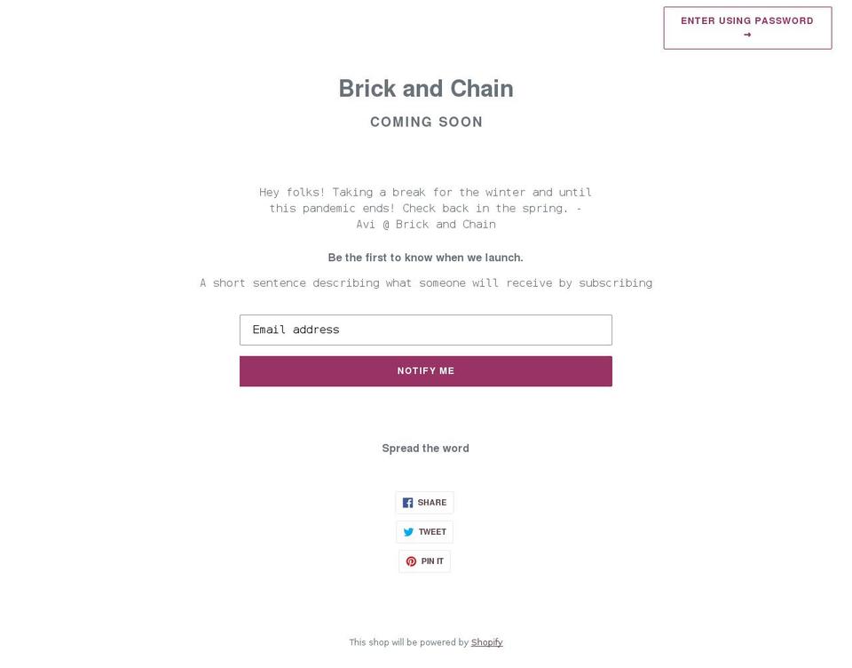 brickandchain.com shopify website screenshot