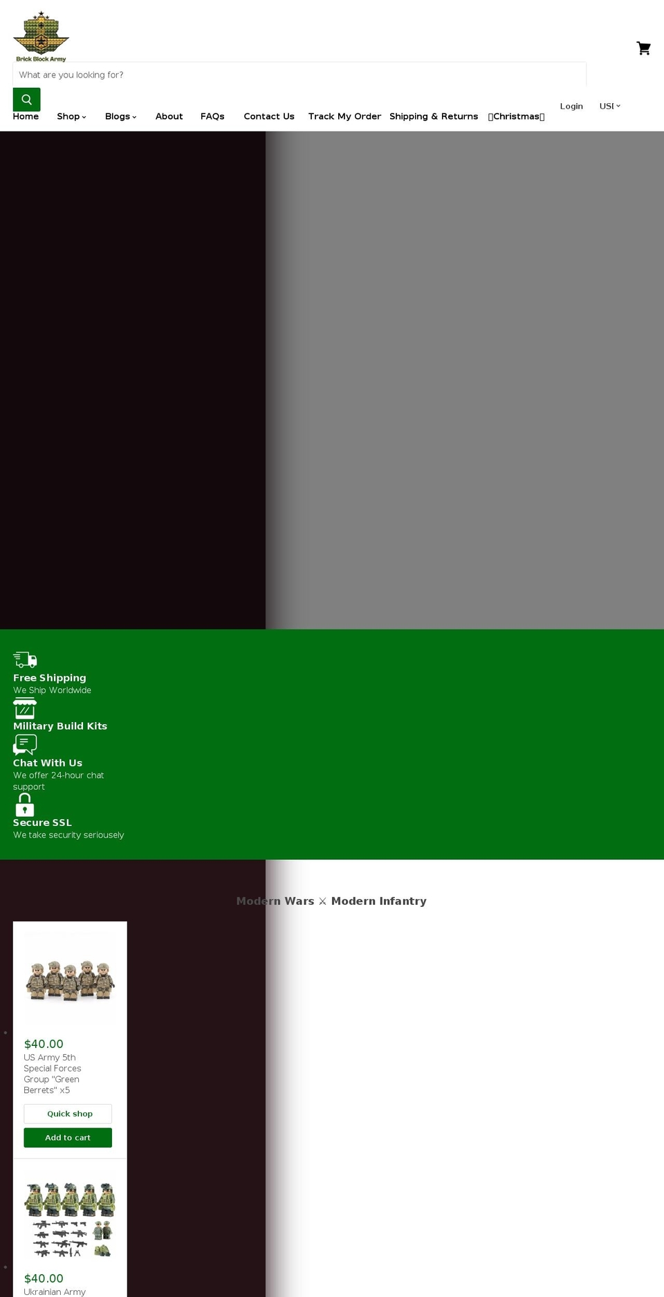 brickblockarmy.com shopify website screenshot