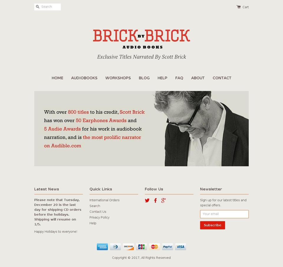 brickbybrickaudiobooks.com shopify website screenshot