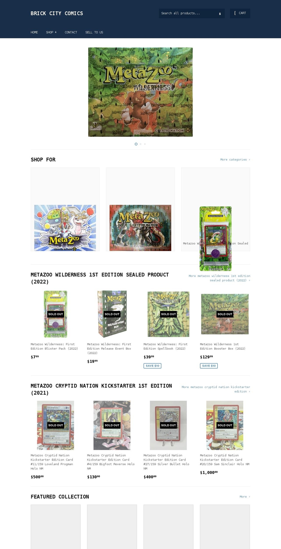 brickcitycomics.com shopify website screenshot
